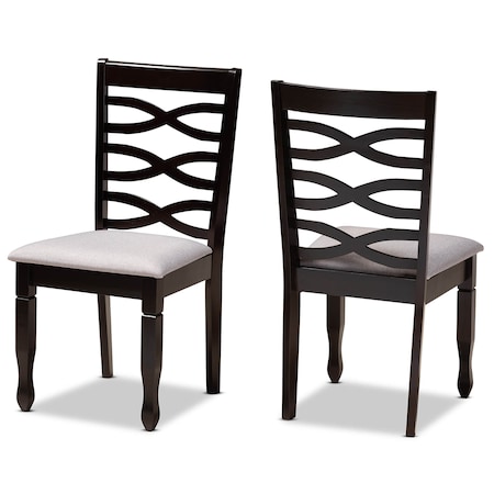 Baxton Studio Lanier Grey Upholstered Espresso Wood 2-Piece Dining Chair Set 169-10530